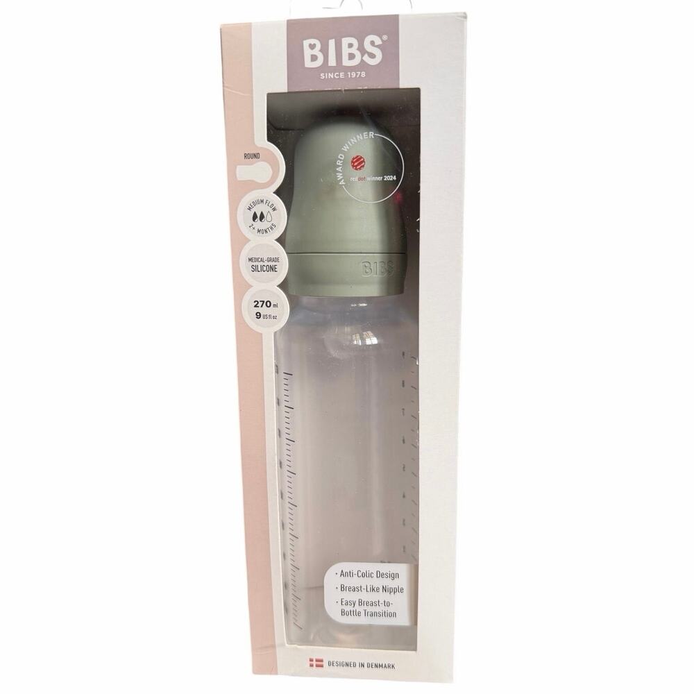 BIBS Baby Bottle Blush 270ml/9oz Anti-Colic System Denmark BPA-Free Feeding